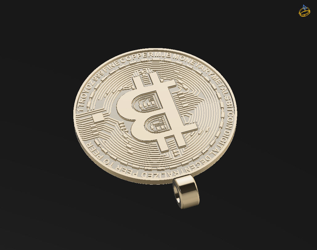Bitcoin pendant 3D print model_15