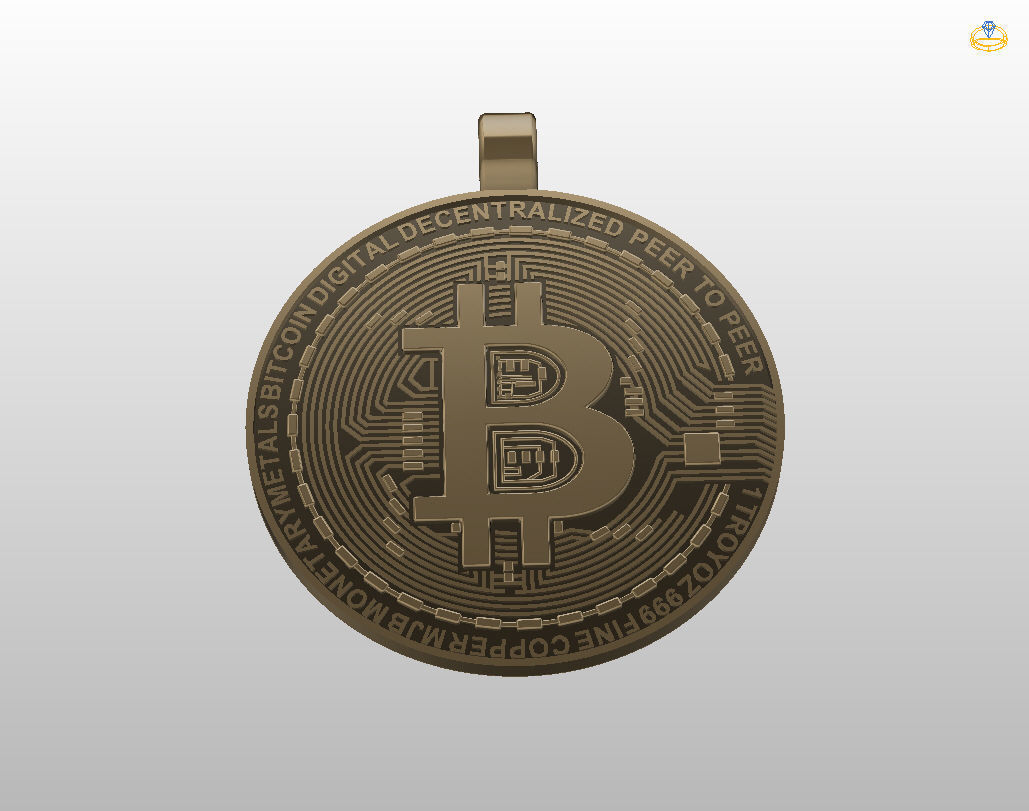 Bitcoin pendant 3D print model_22