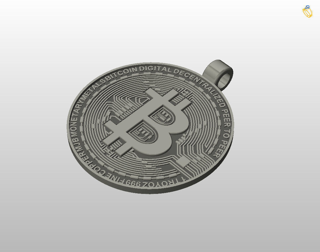 Bitcoin pendant 3D print model_29