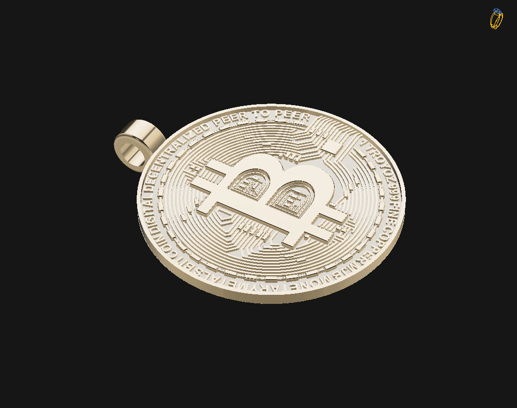 Bitcoin pendant 3D print model_11