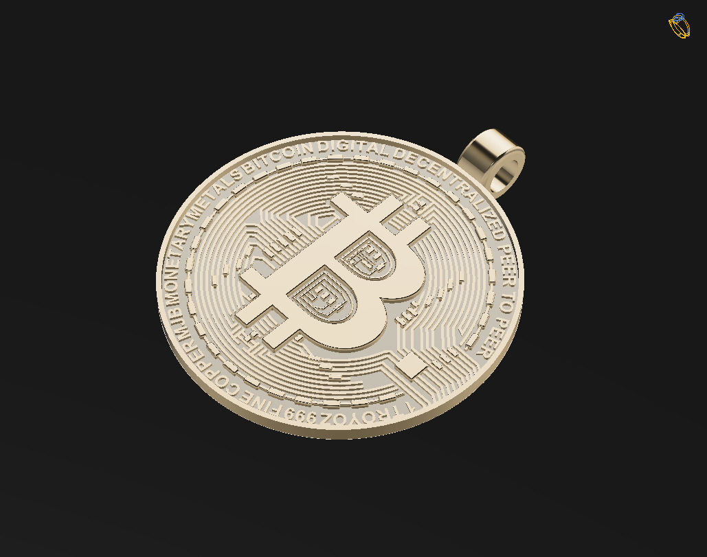 Bitcoin pendant 3D print model_5
