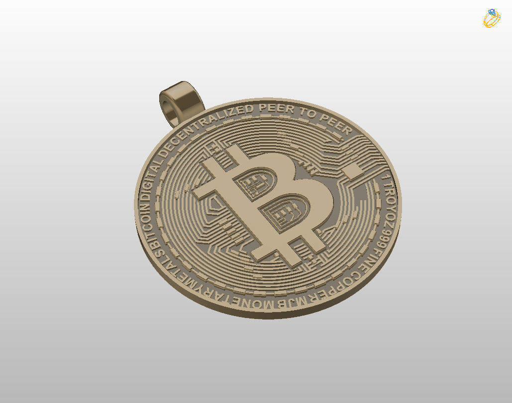 Bitcoin pendant 3D print model_24