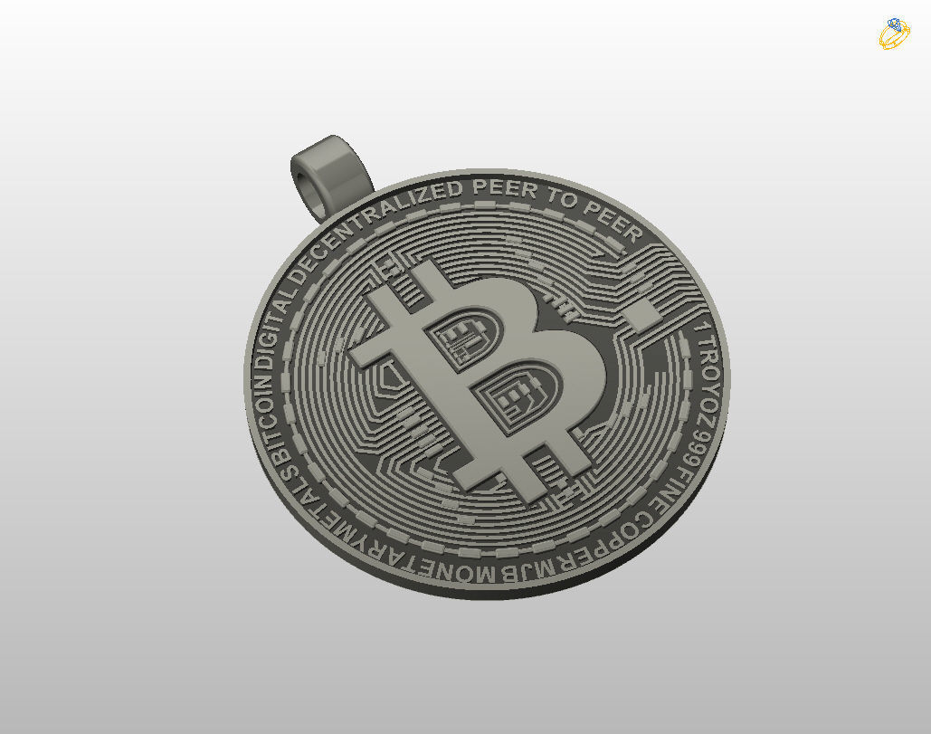 Bitcoin pendant 3D print model_25