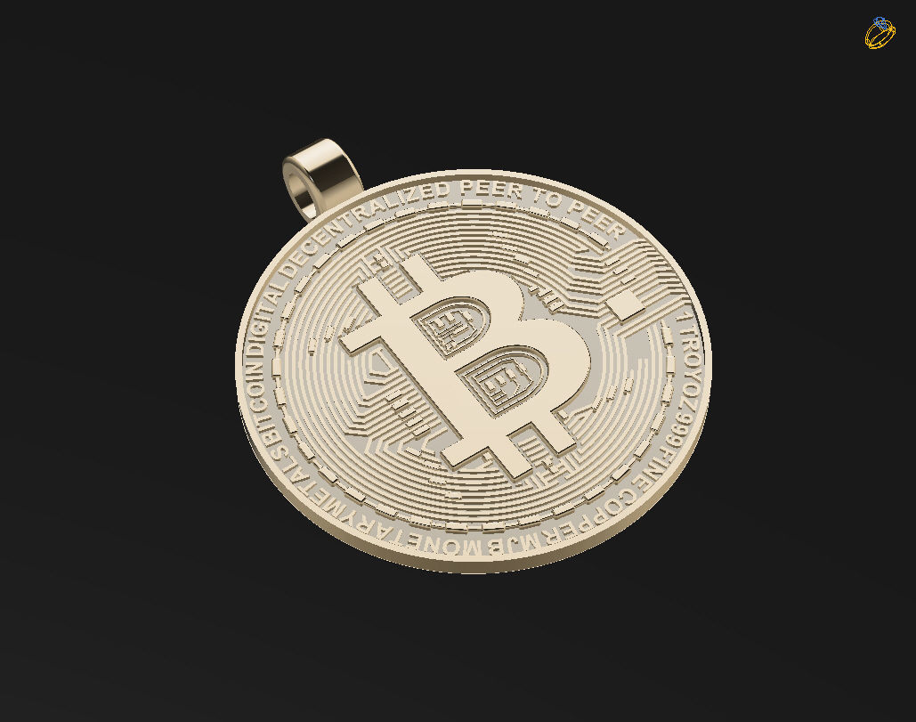Bitcoin pendant 3D print model_10