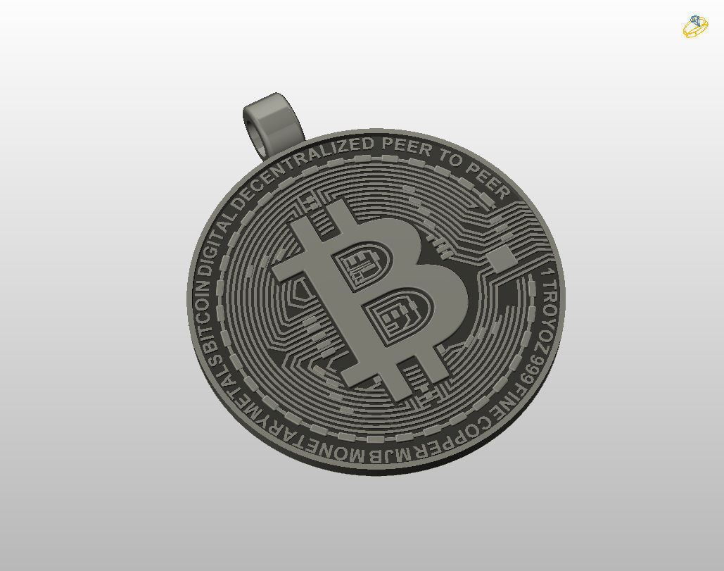 Bitcoin pendant 3D print model_32