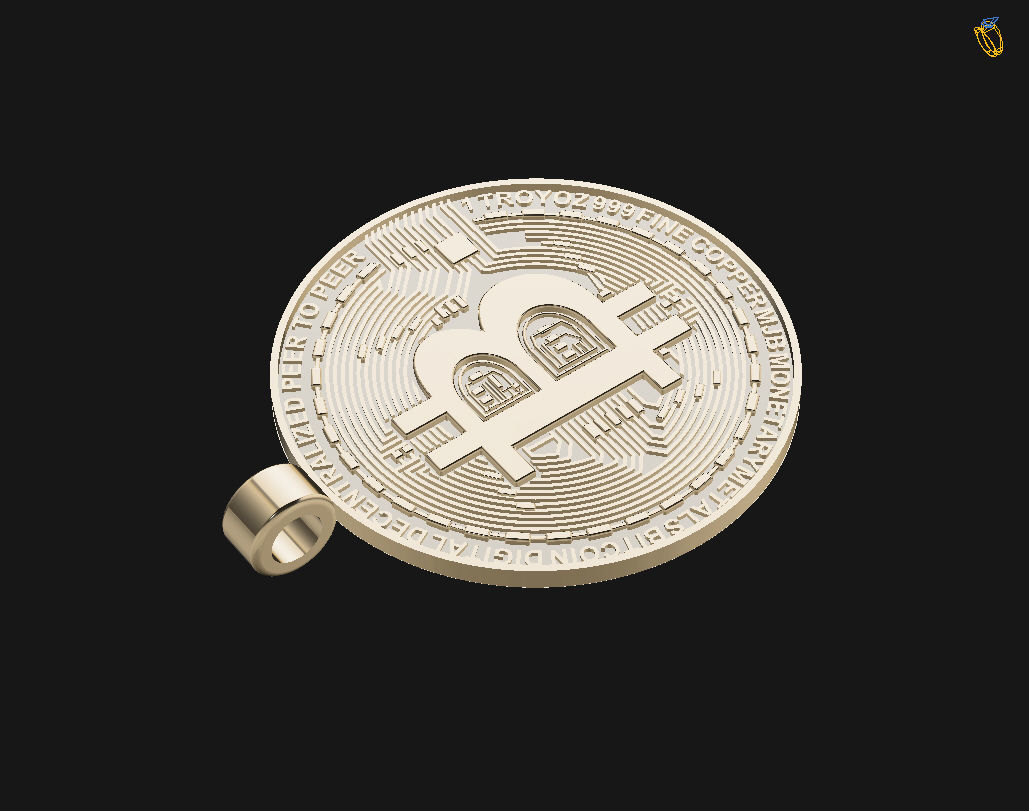 Bitcoin pendant 3D print model_13