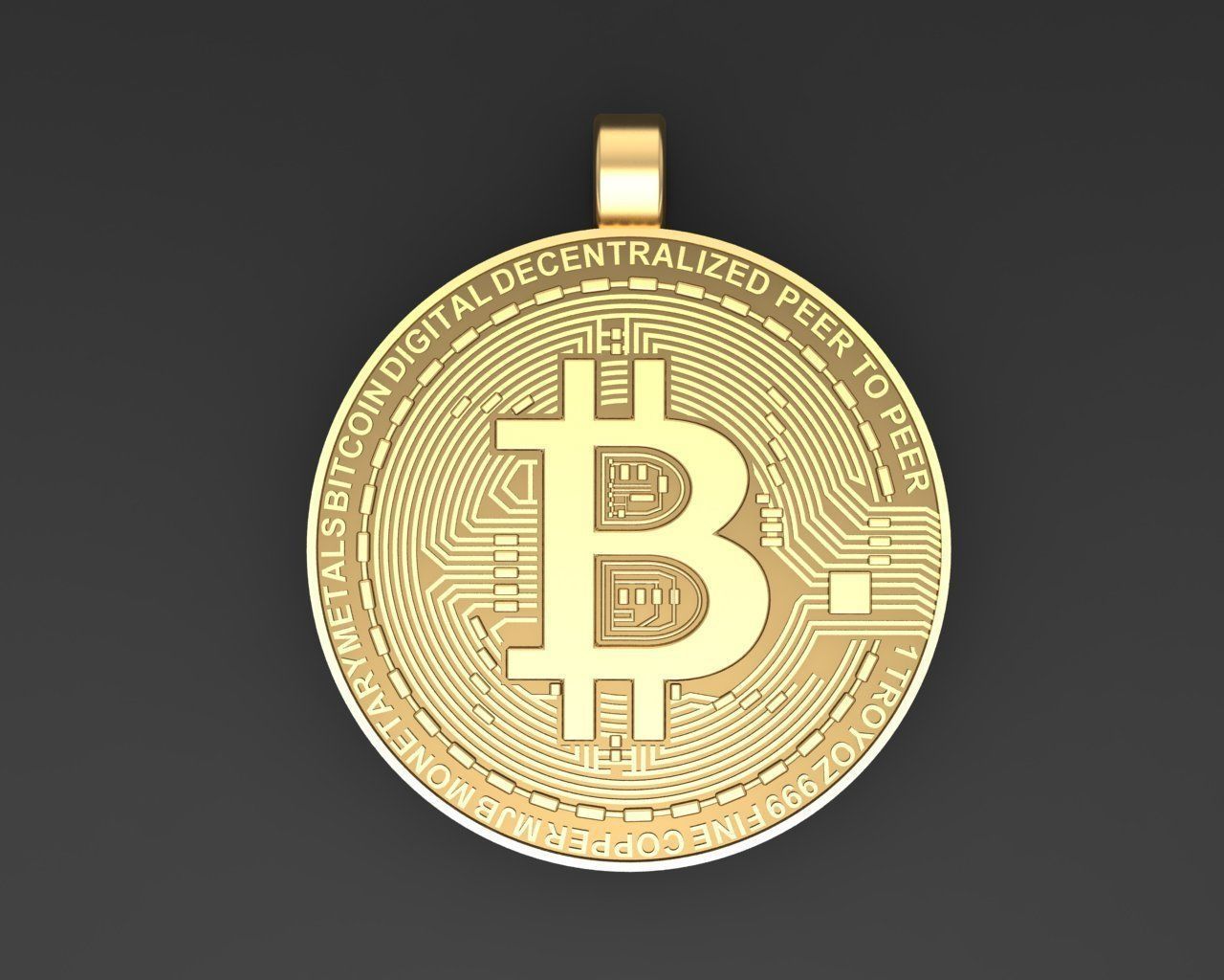 Bitcoin pendant 3D print model_1