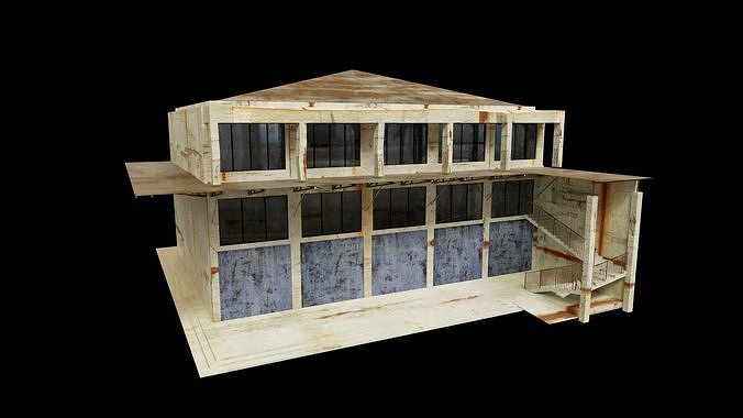 empty building Low-poly 3D model 6