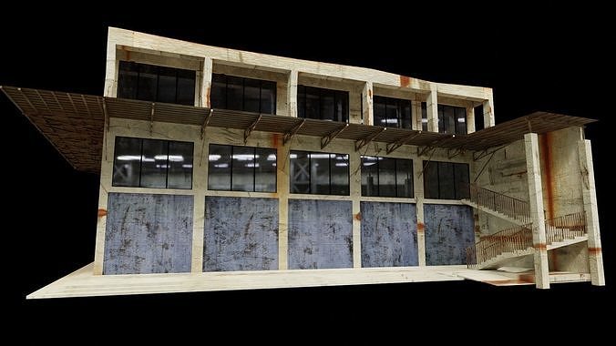 empty building Low-poly 3D model 2