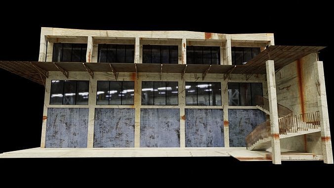 empty building Low-poly 3D model 3