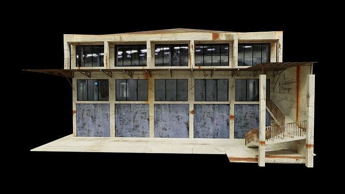 empty building Low-poly 3D model 5
