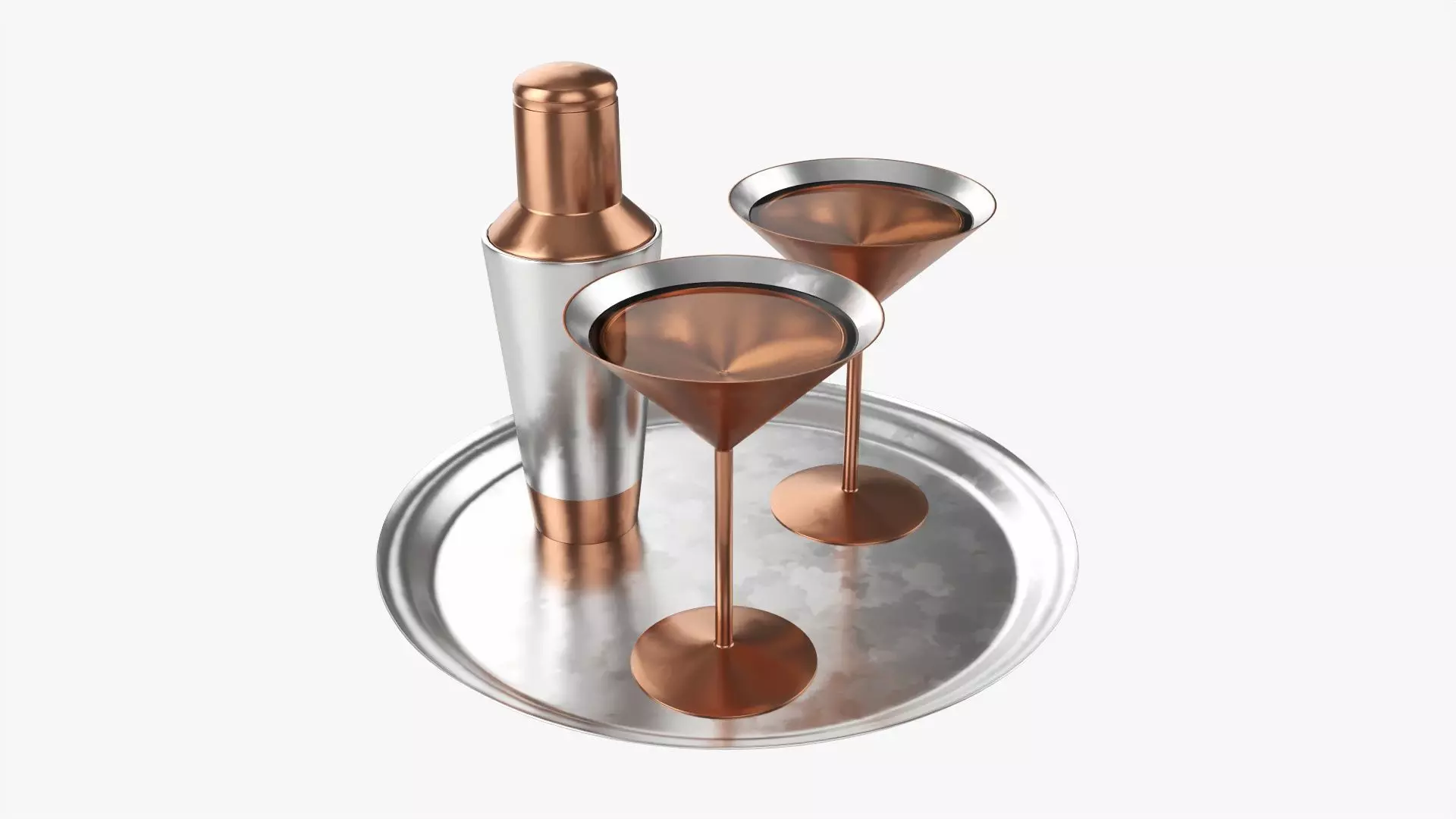 Shaker with cocktail on tray 3D model