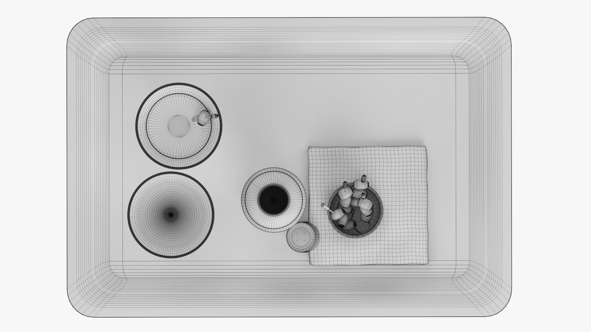 Cocktail with shaker and olives on tray 3D model_11