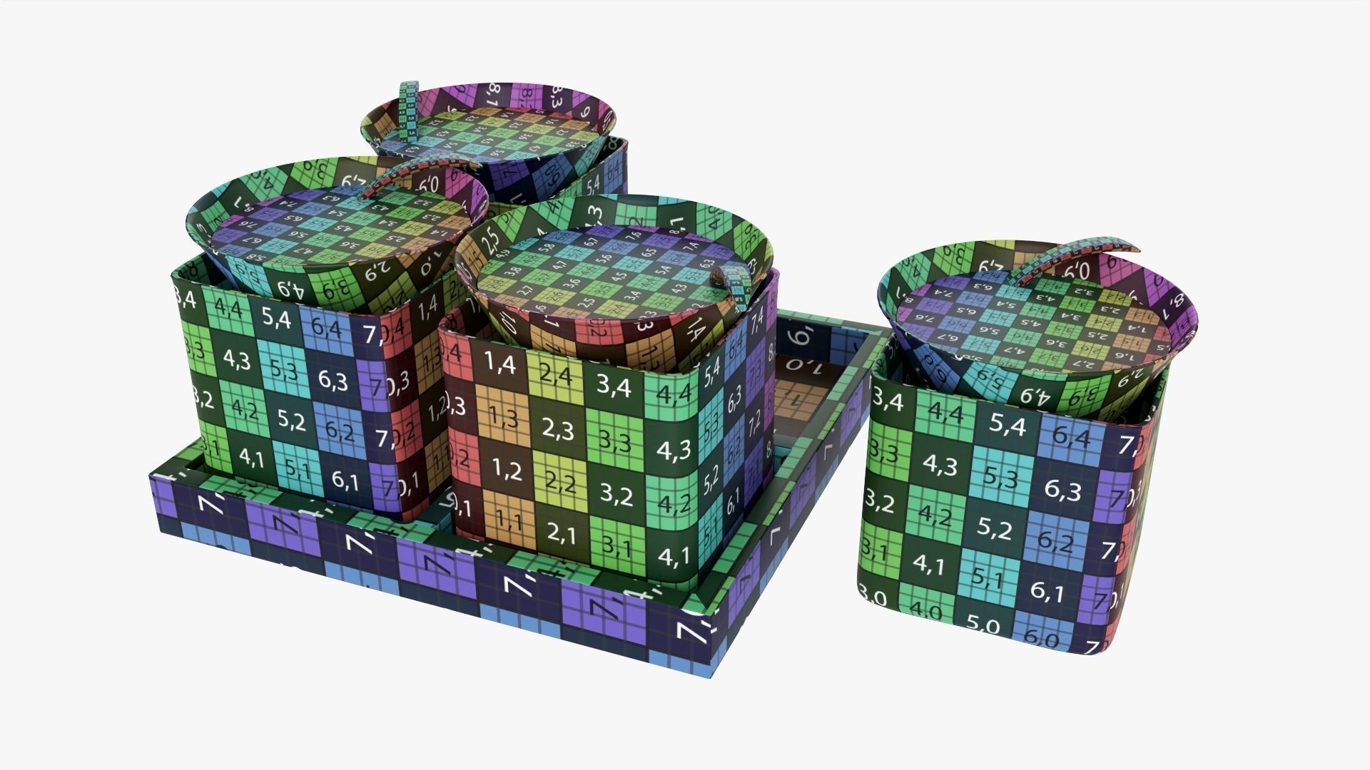 Cocktails on tray with lemon 3D model_13