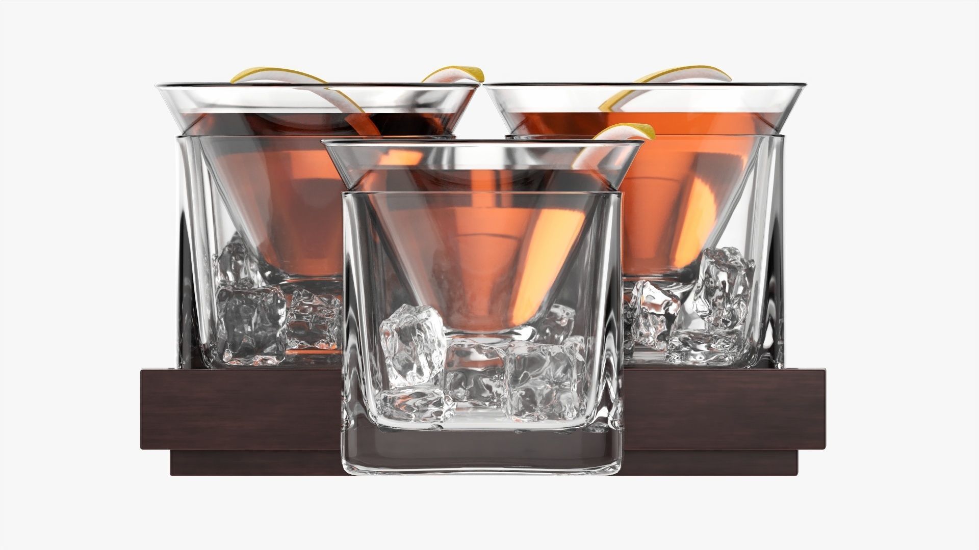 Cocktails on tray with lemon 3D model_4