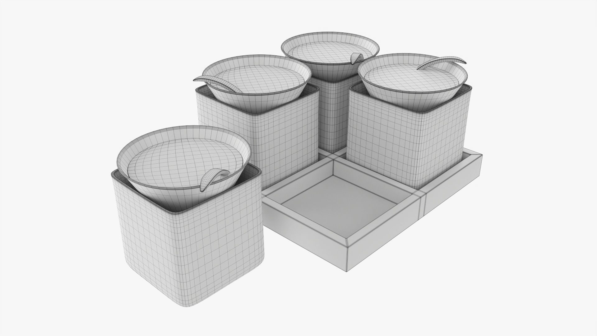 Cocktails on tray with lemon 3D model_6