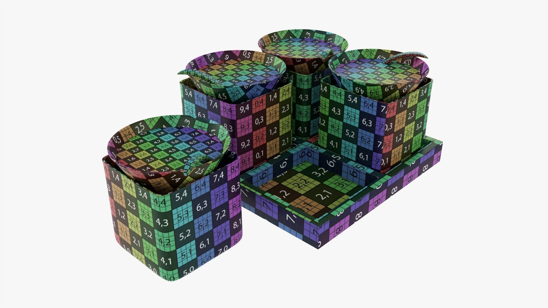 Cocktails on tray with lemon 3D model_12