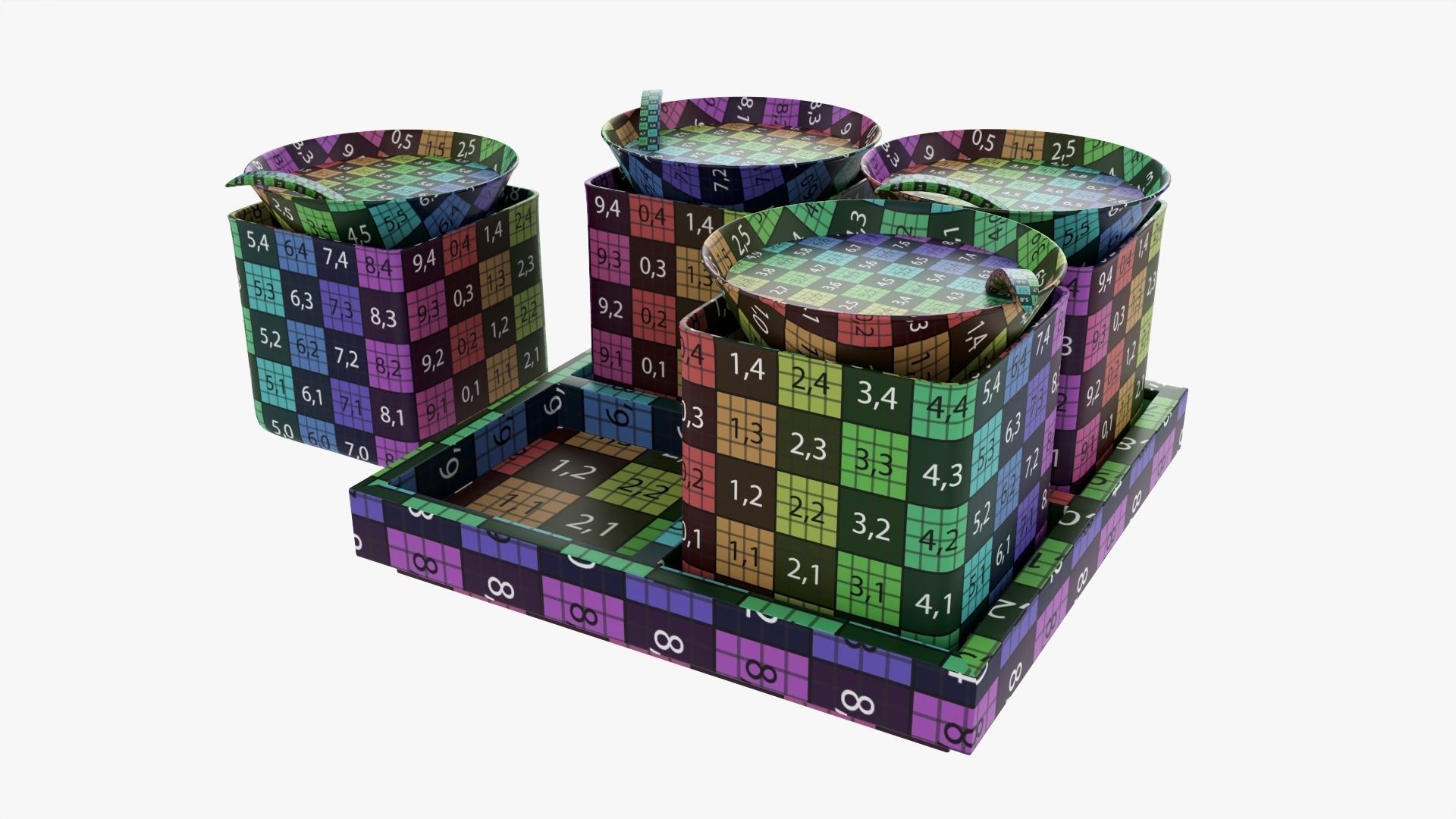 Cocktails on tray with lemon 3D model_14