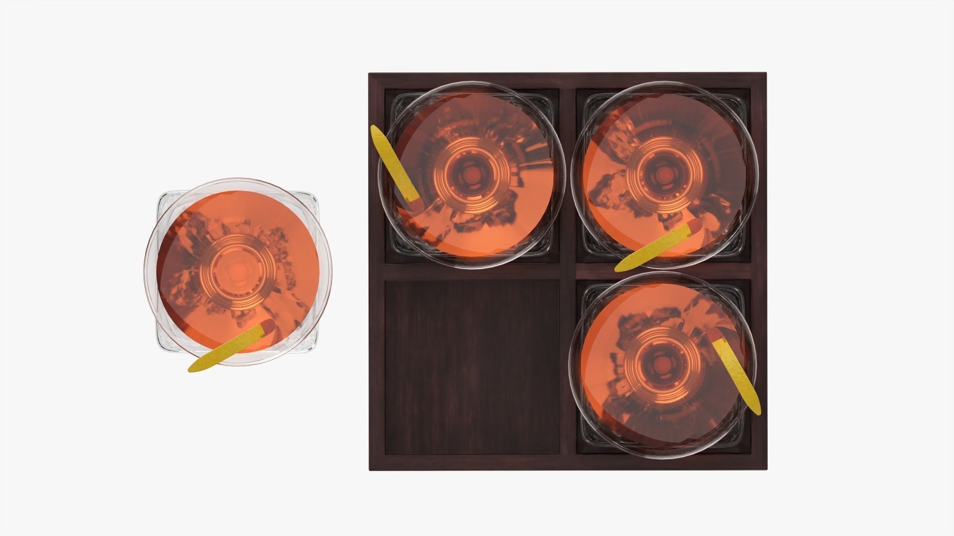 Cocktails on tray with lemon 3D model_5
