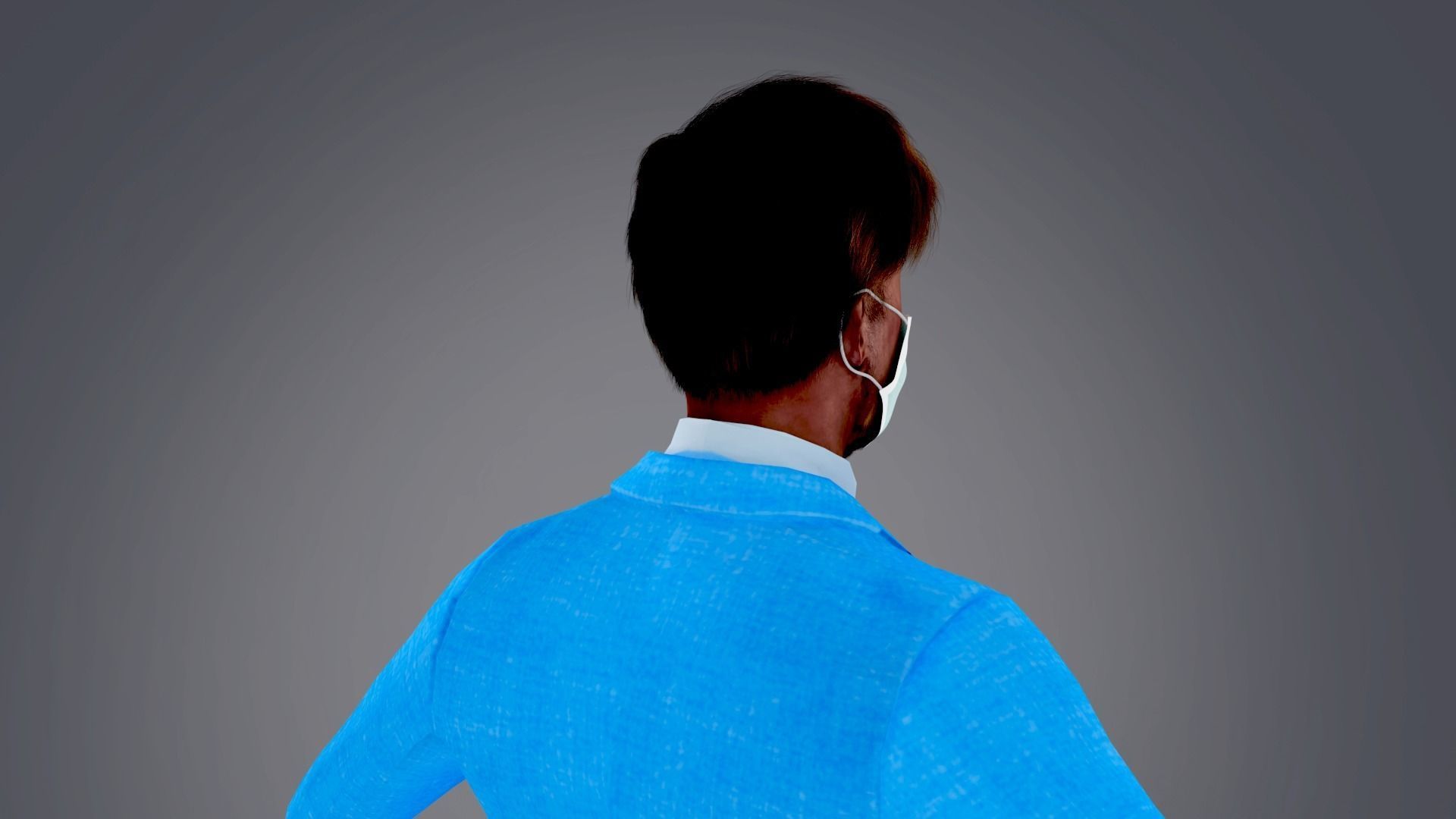 Fur Black Man With Face Mask NO Rig Low-poly 3D model_6