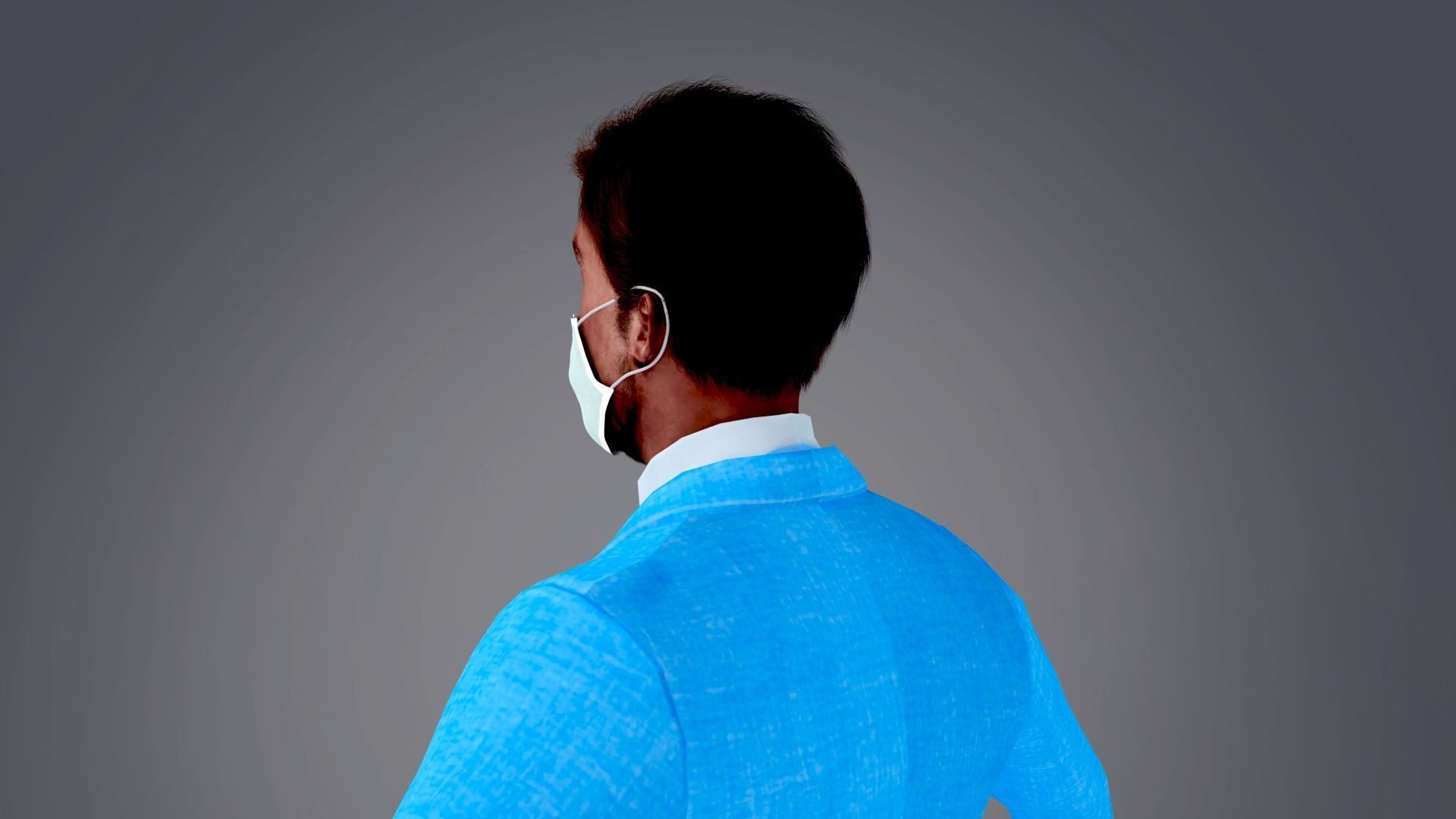 Fur Black Man With Face Mask NO Rig Low-poly 3D model_5