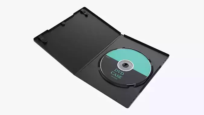 DVD case with disc open 01 mockup 3D model