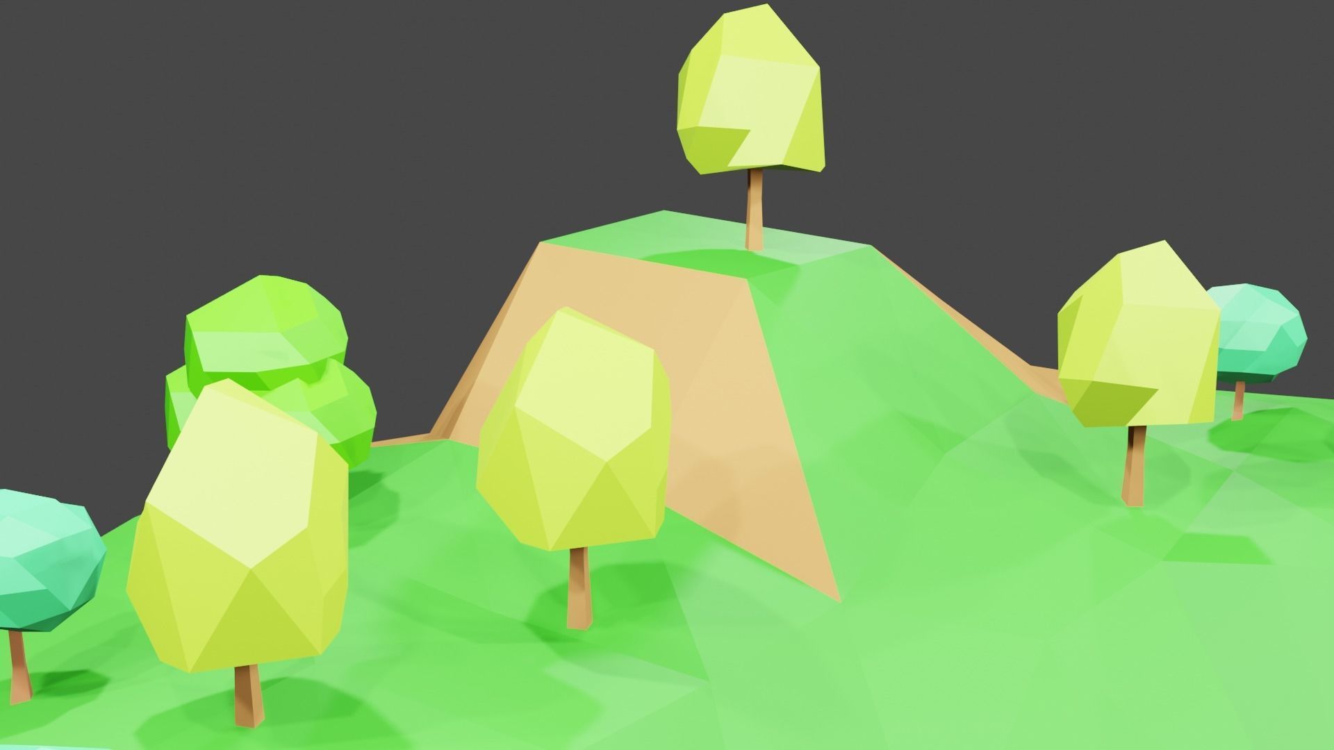 LowPoly3DLocation landscape with trees and houses Low-poly 3D model_1