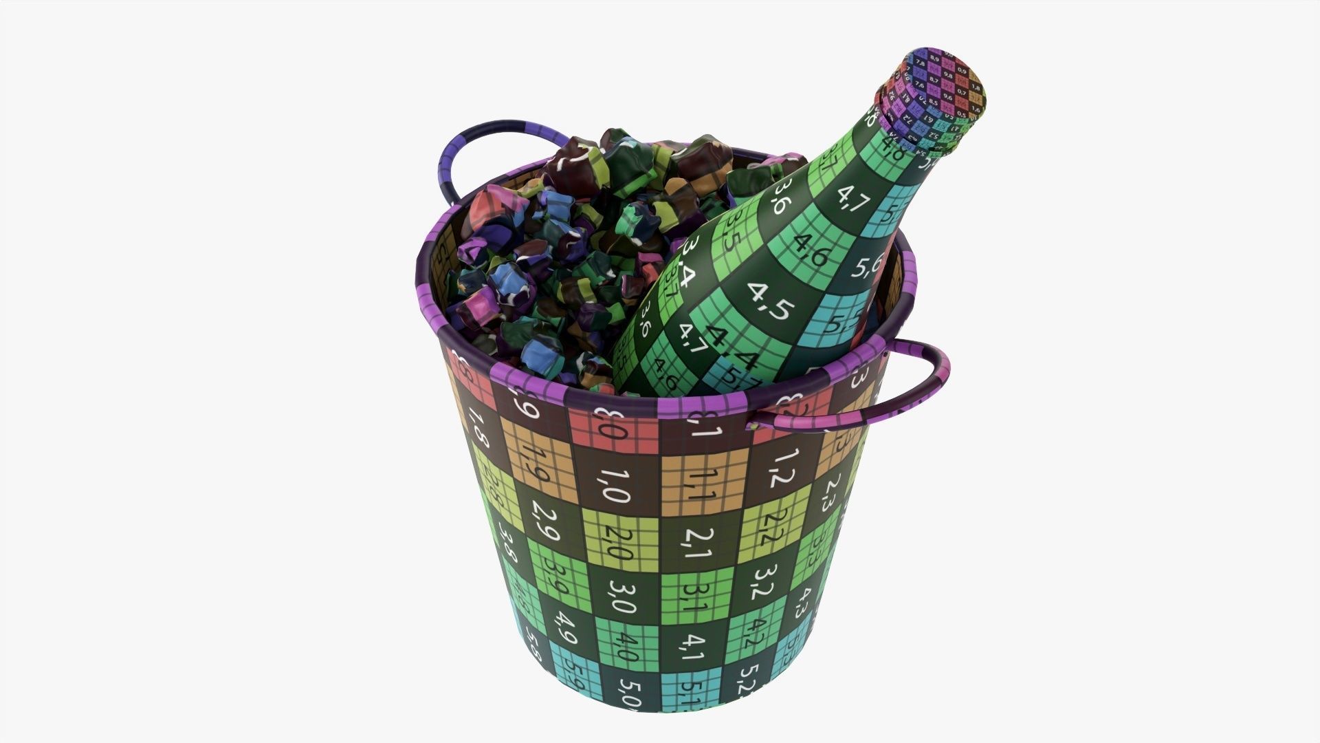 Vermouth bottle in  ice bucket 3D model_13