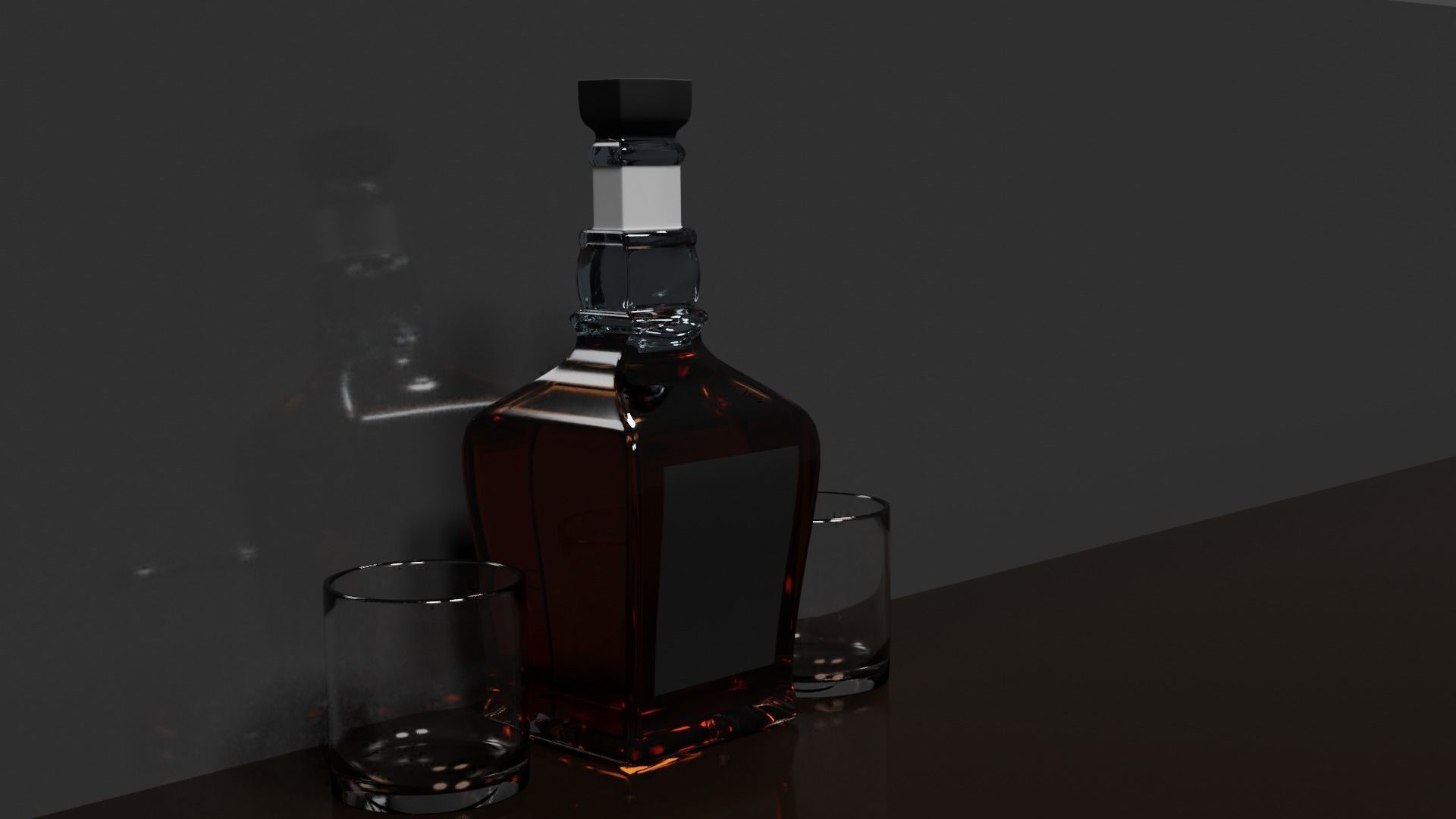  Whisky Bottle Scene PBR 3D model_5