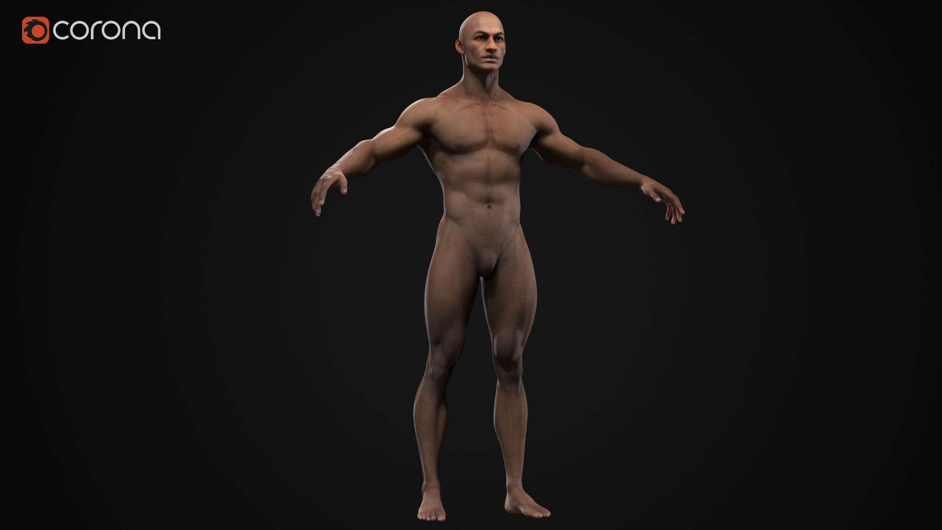Black muscle man Low-poly 3D model_3