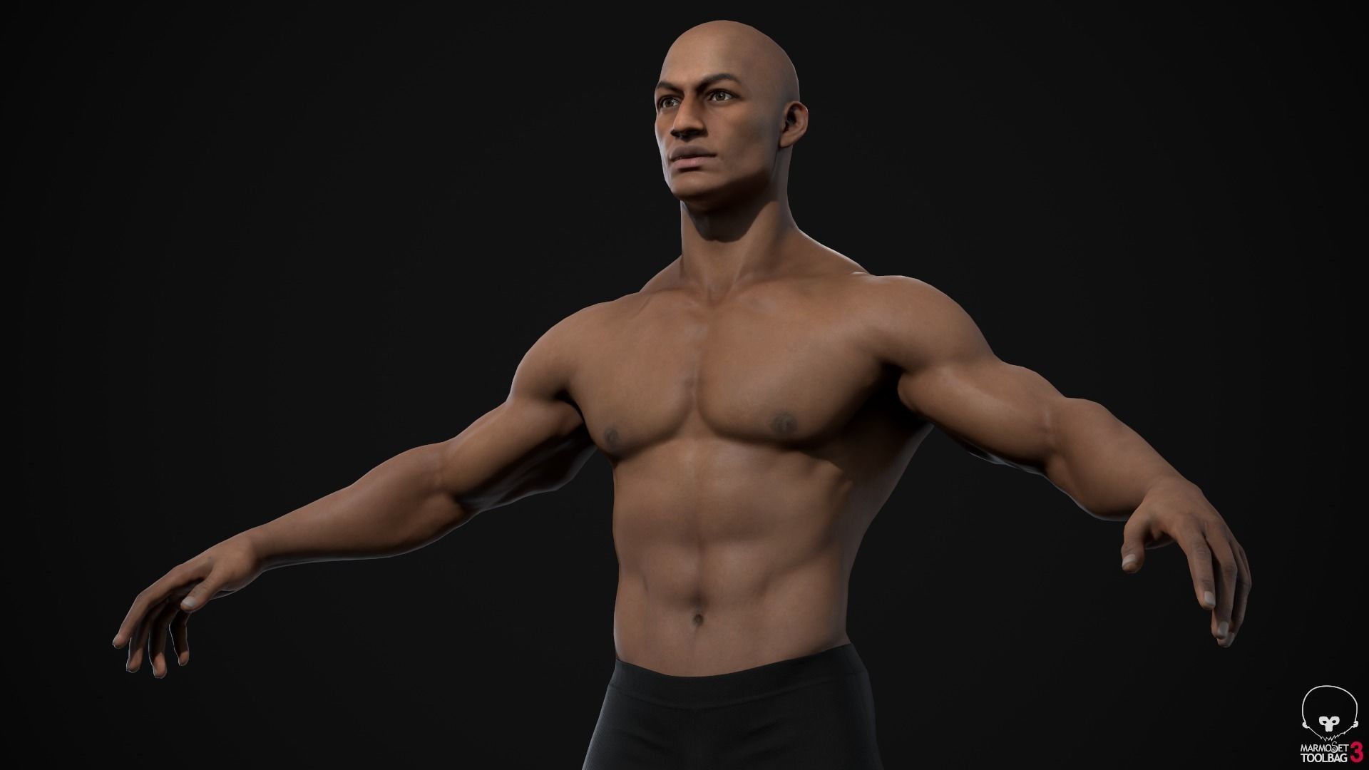 Black muscle man Low-poly 3D model_20