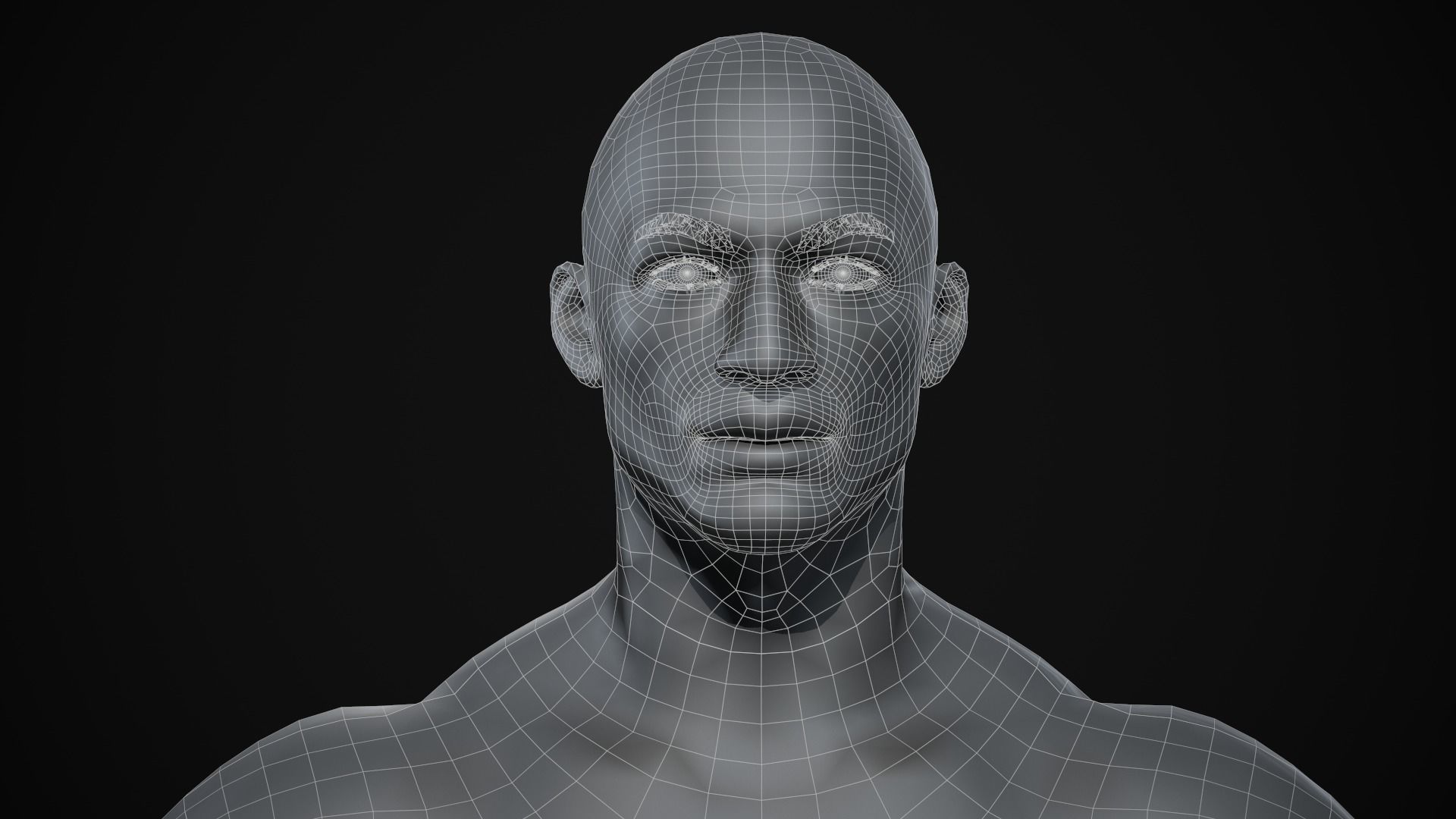 Black muscle man Low-poly 3D model_29