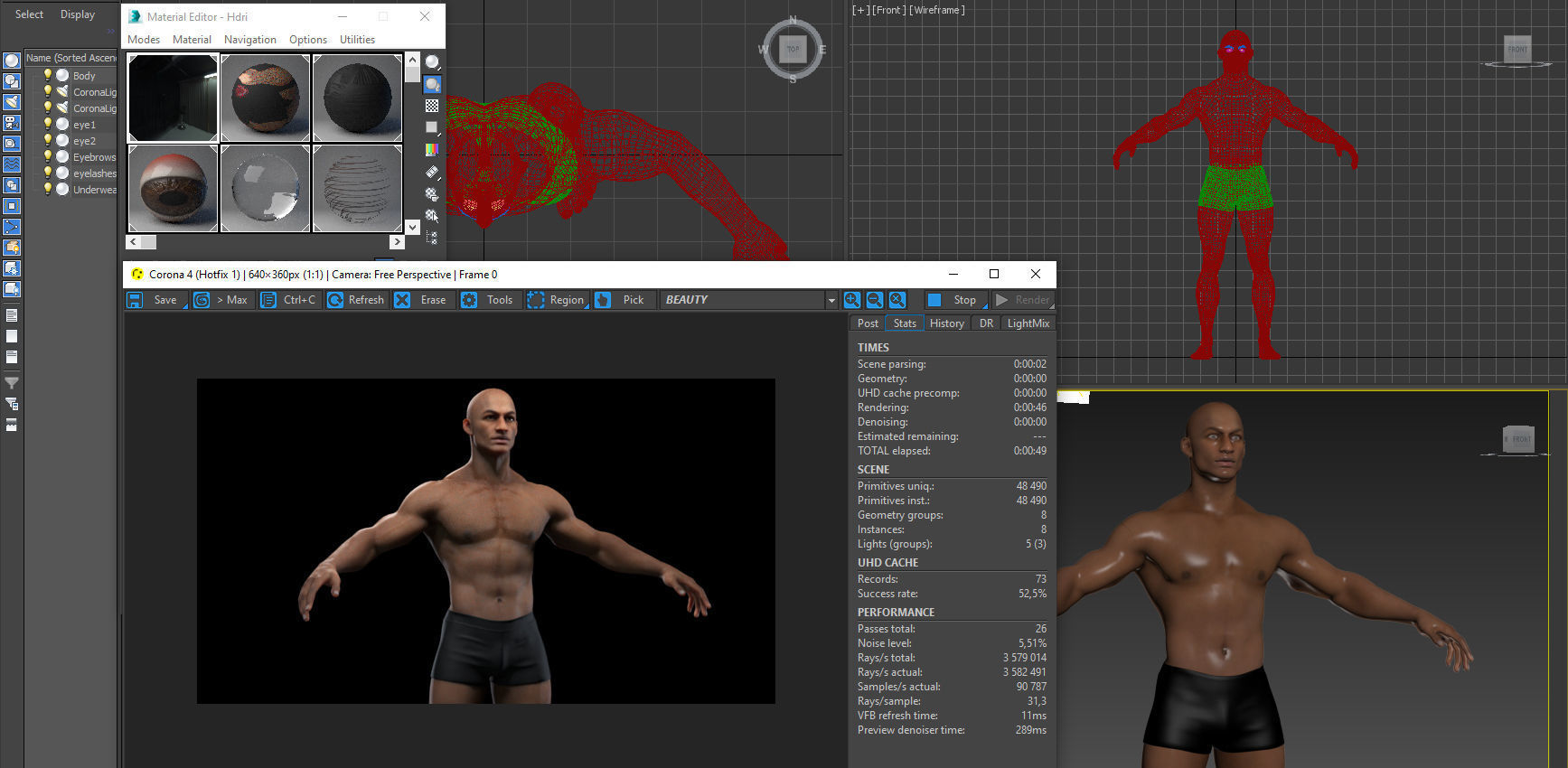 Black muscle man Low-poly 3D model_33