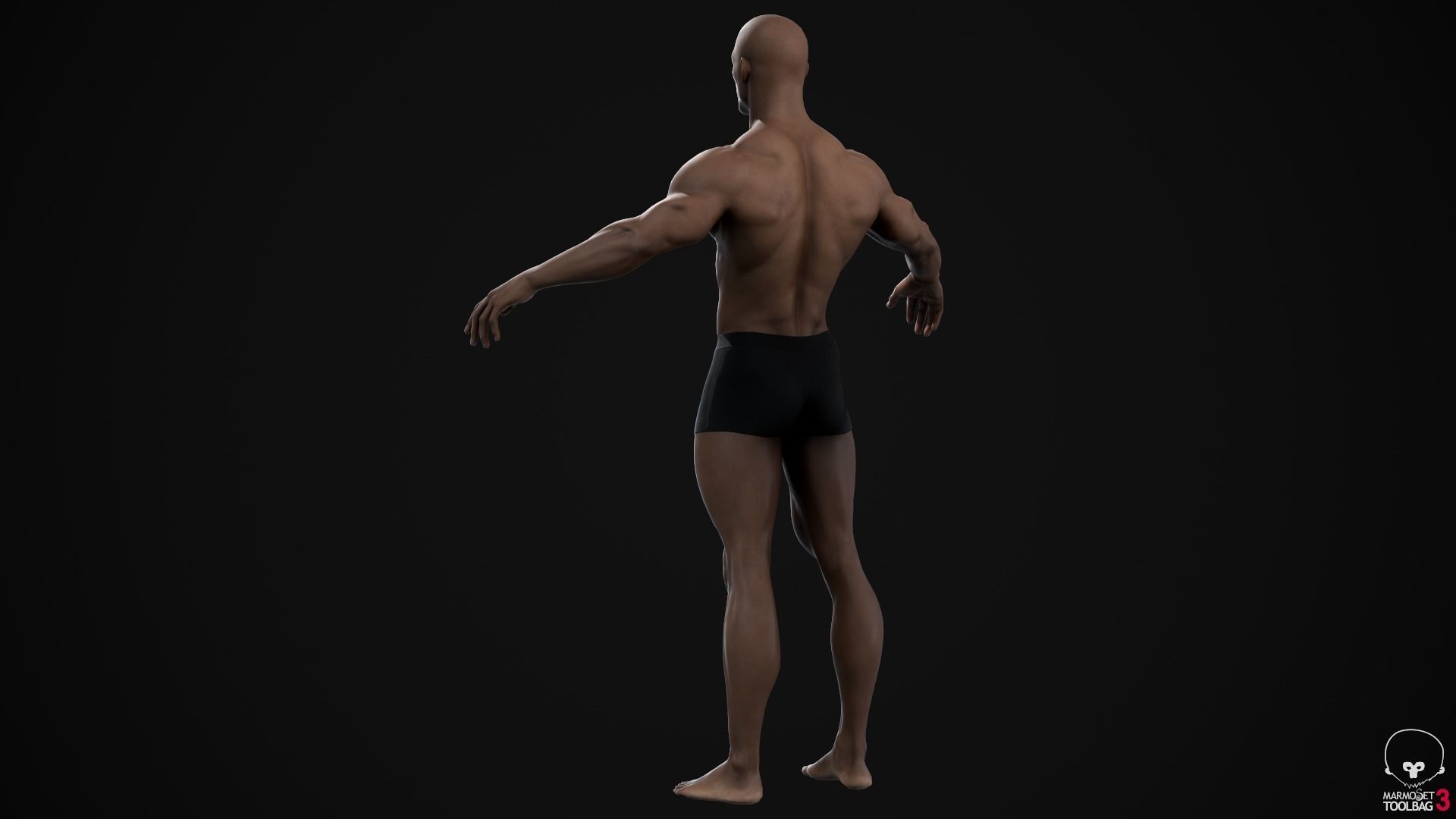 Black muscle man Low-poly 3D model_13