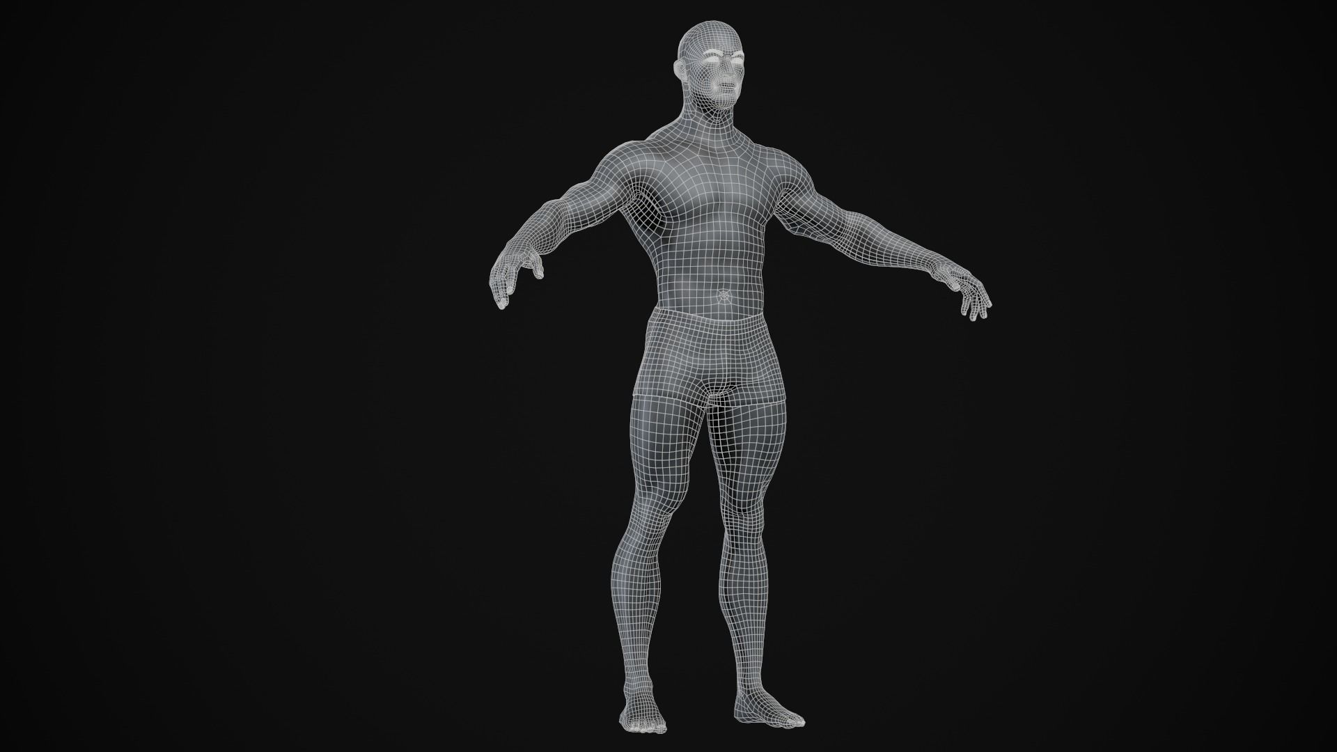 Black muscle man Low-poly 3D model_27