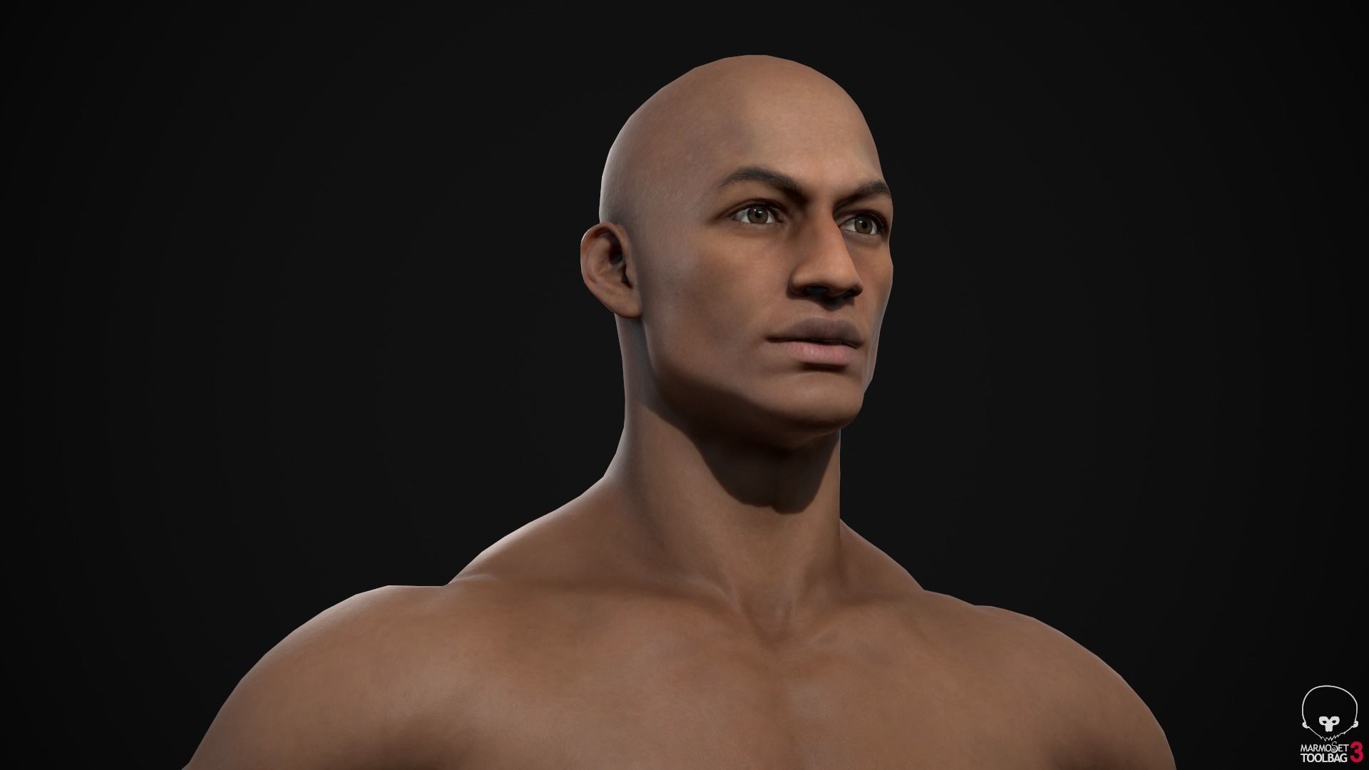 Black muscle man Low-poly 3D model_17