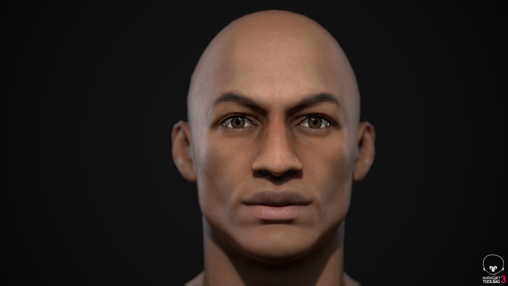 Black muscle man Low-poly 3D model_18