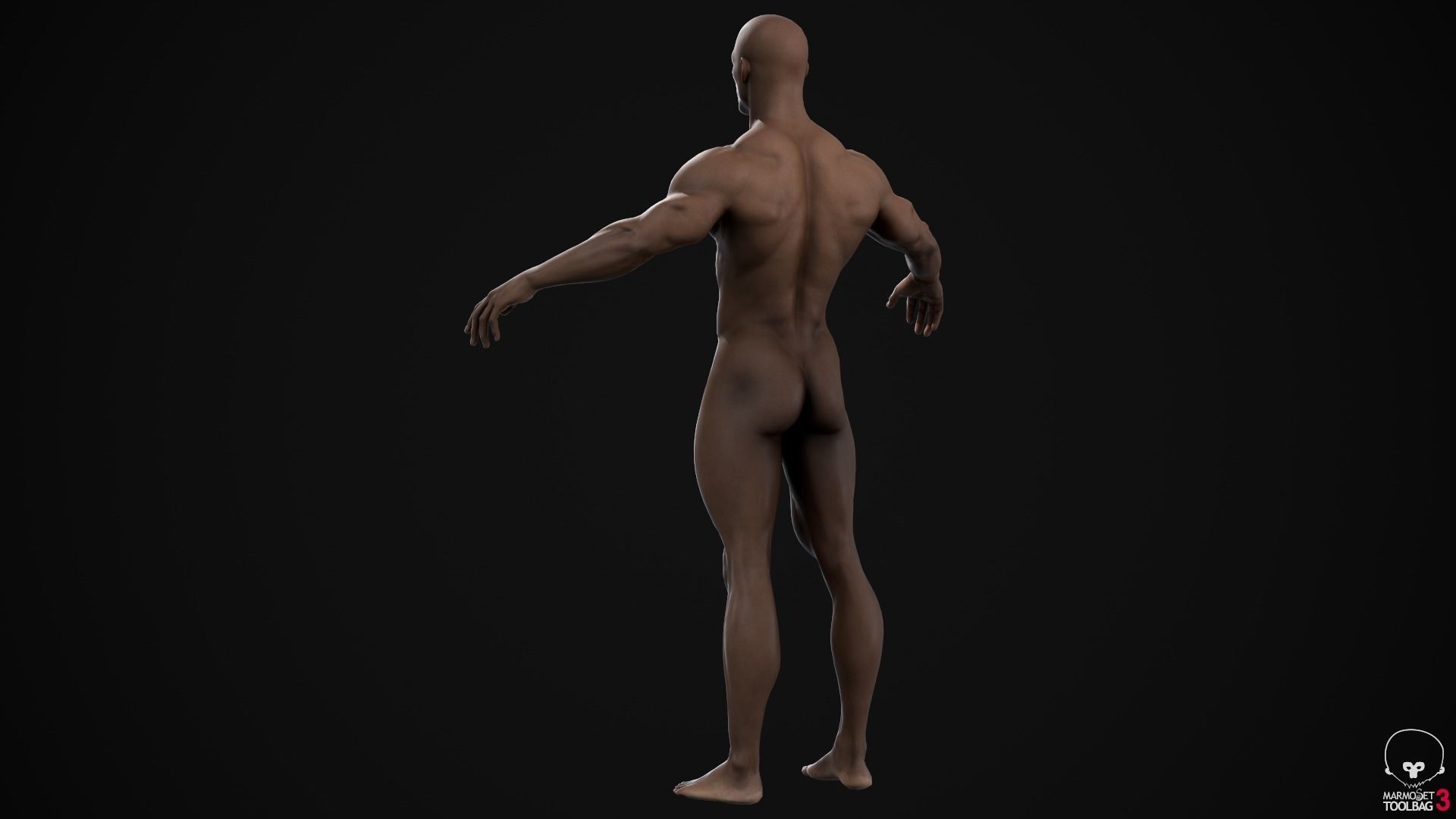 Black muscle man Low-poly 3D model_14
