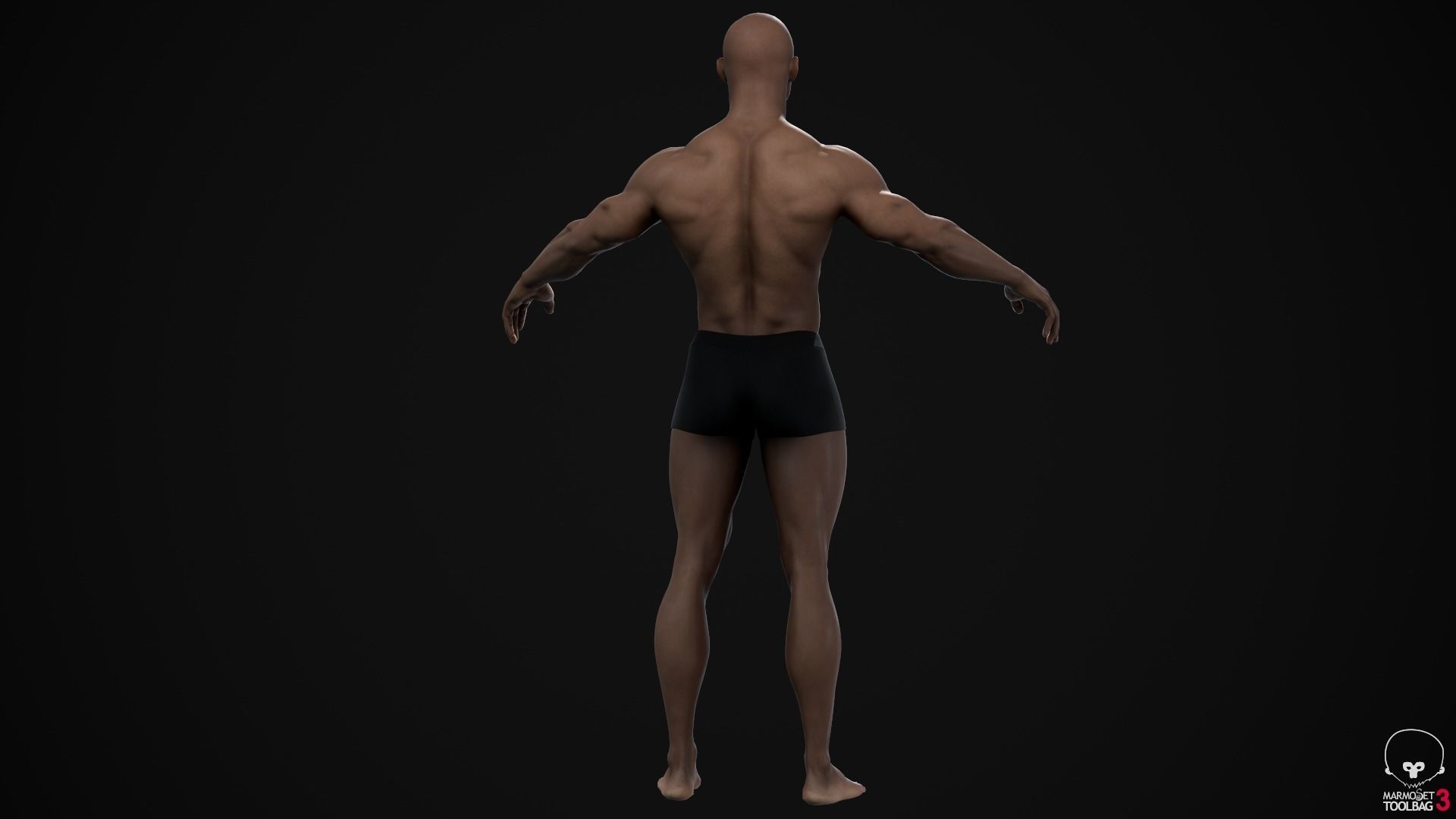 Black muscle man Low-poly 3D model_15