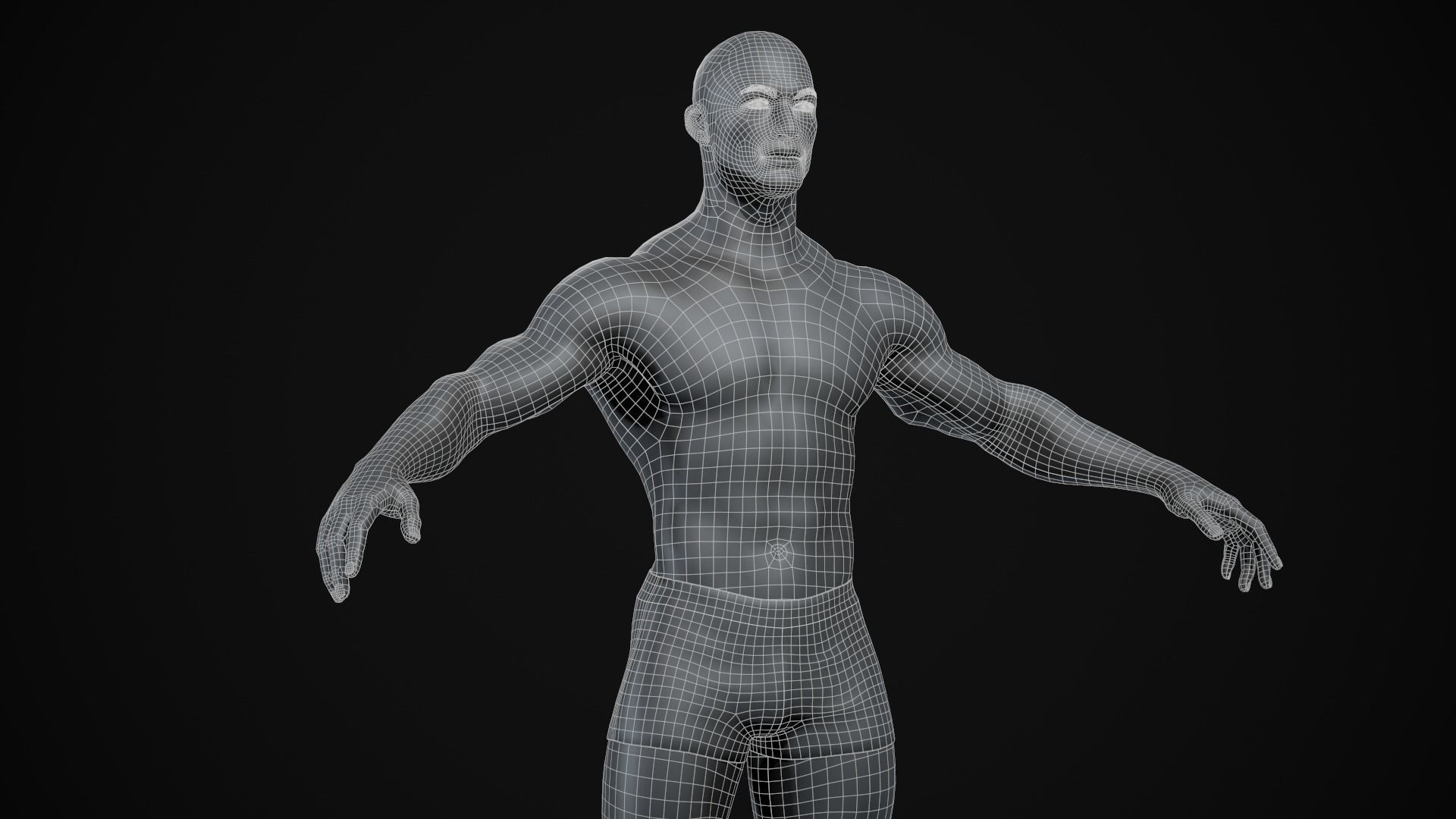 Black muscle man Low-poly 3D model_28