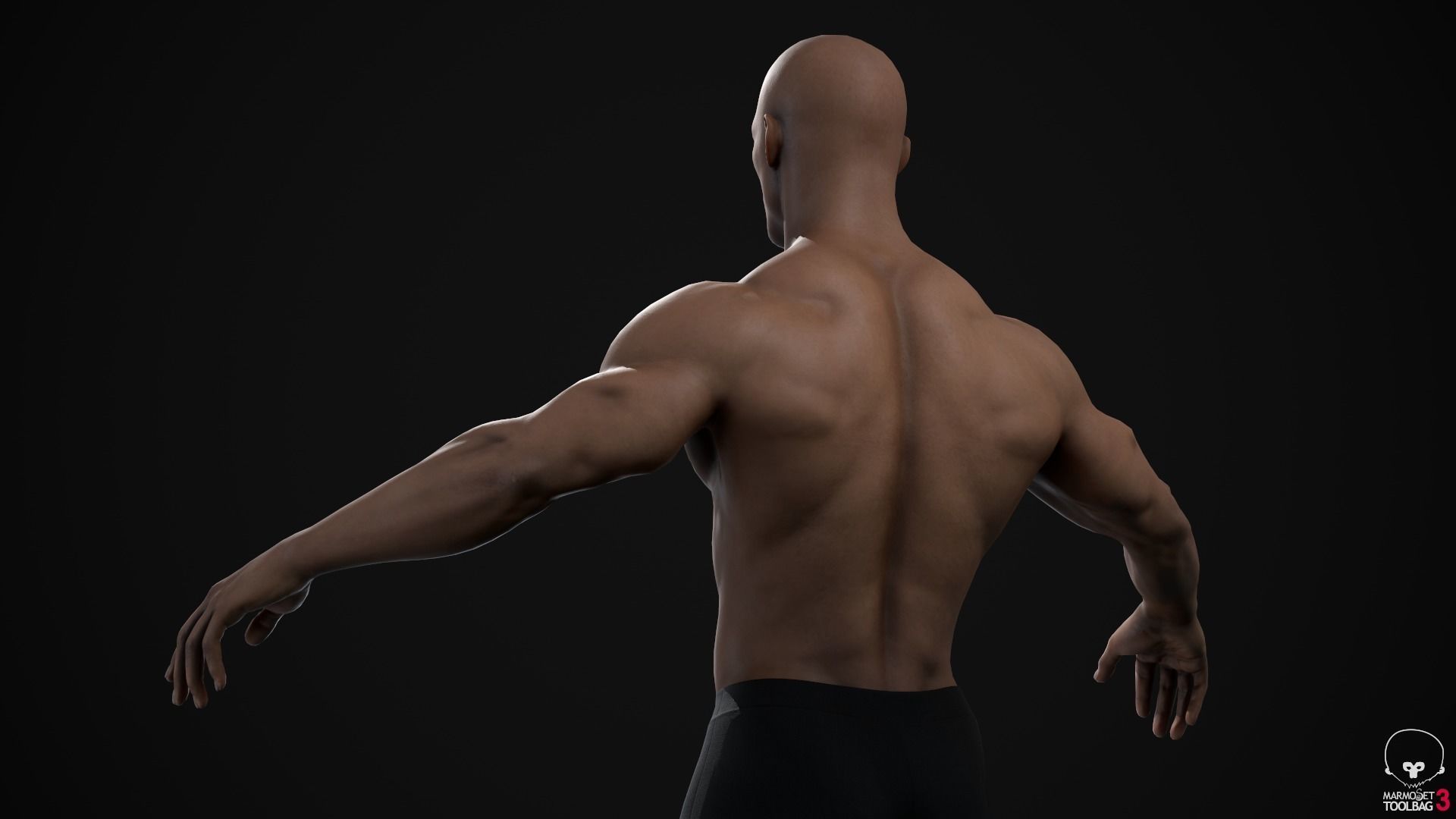 Black muscle man Low-poly 3D model_21