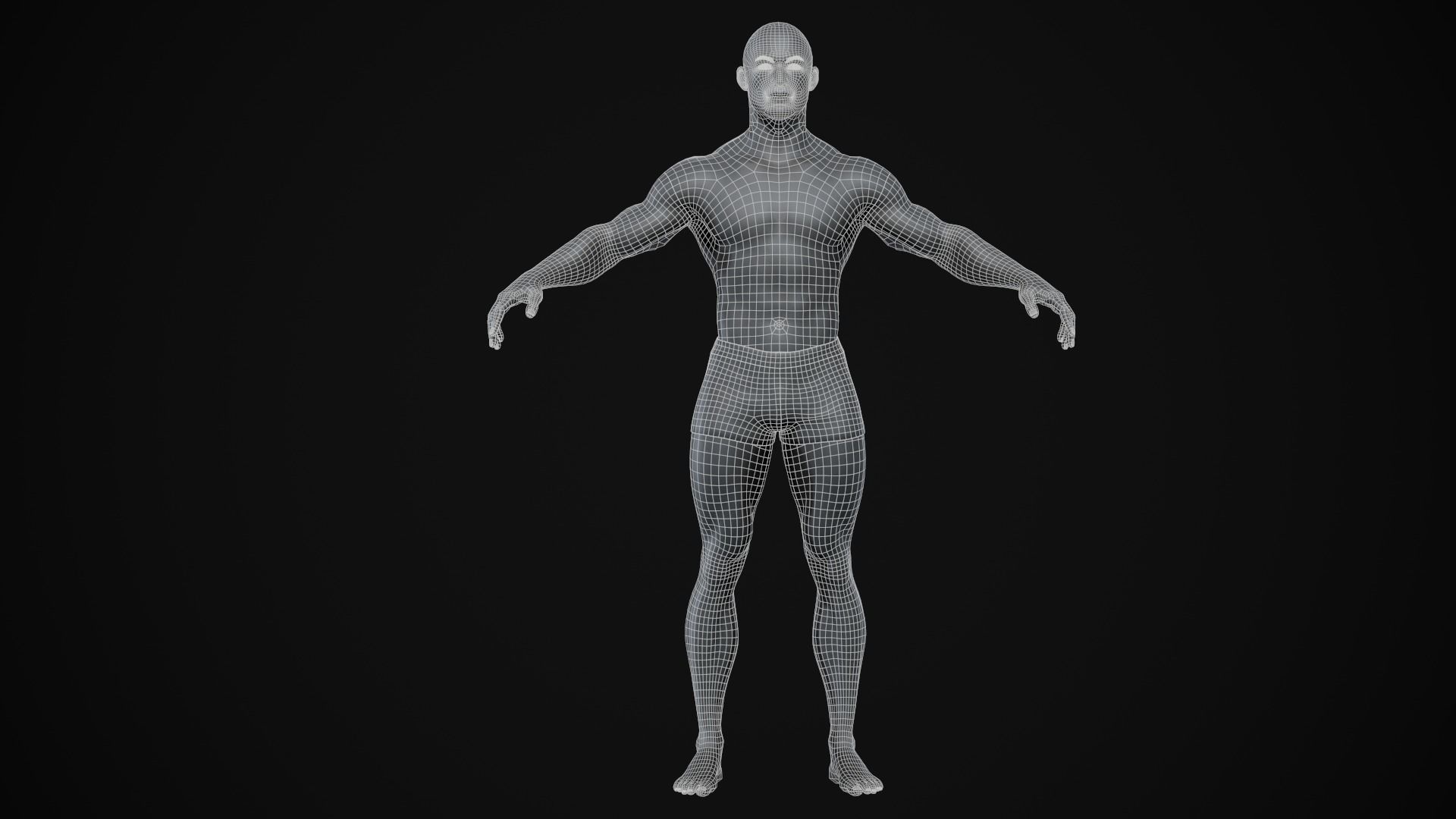 Black muscle man Low-poly 3D model_30