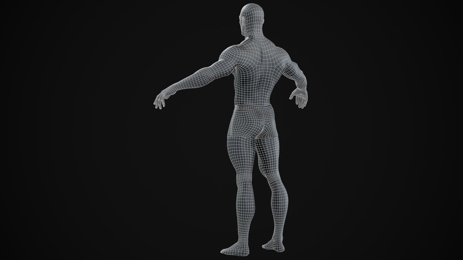 Black muscle man Low-poly 3D model_31