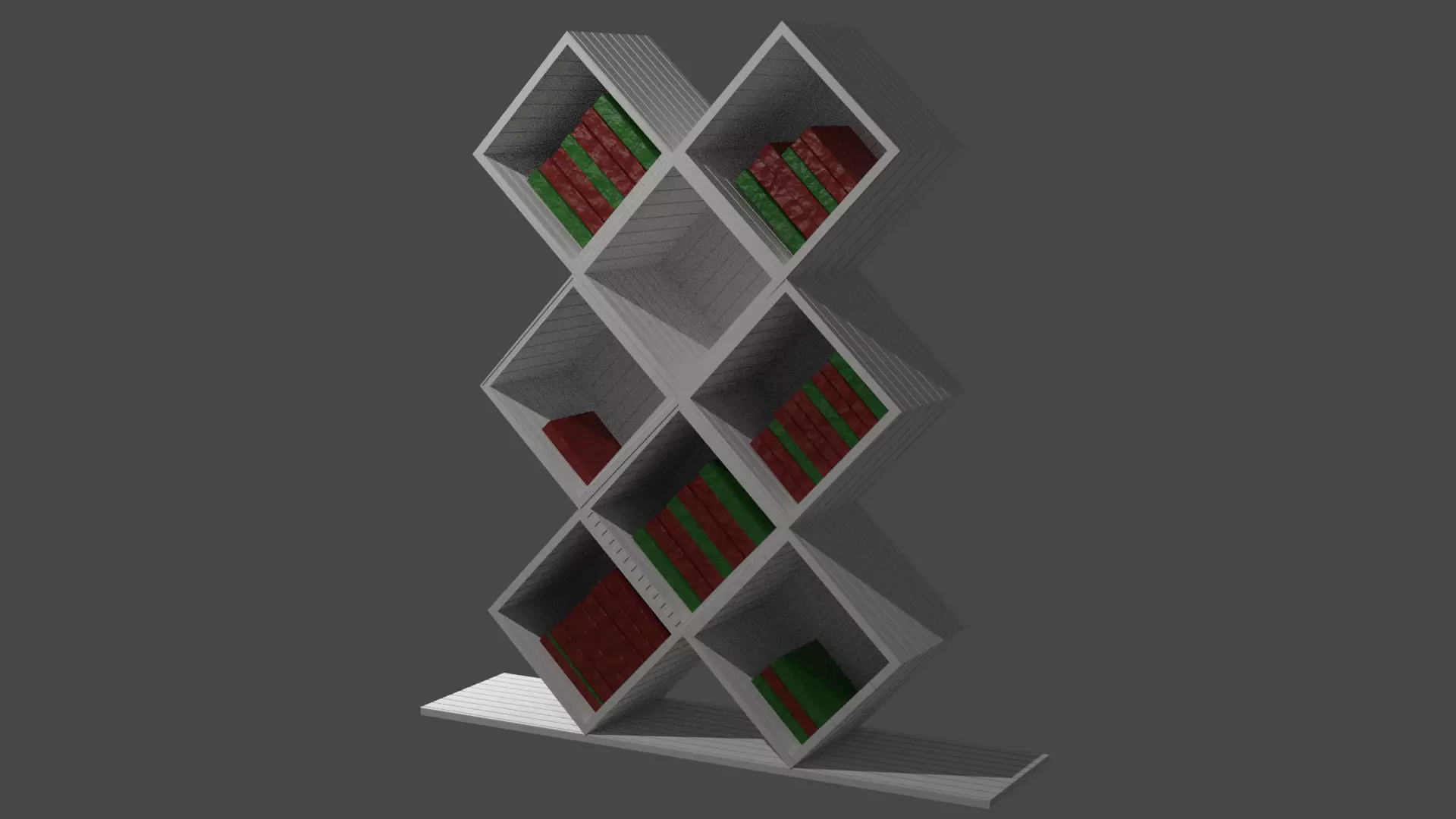 Modern Bookcase Free low-poly 3D model_0