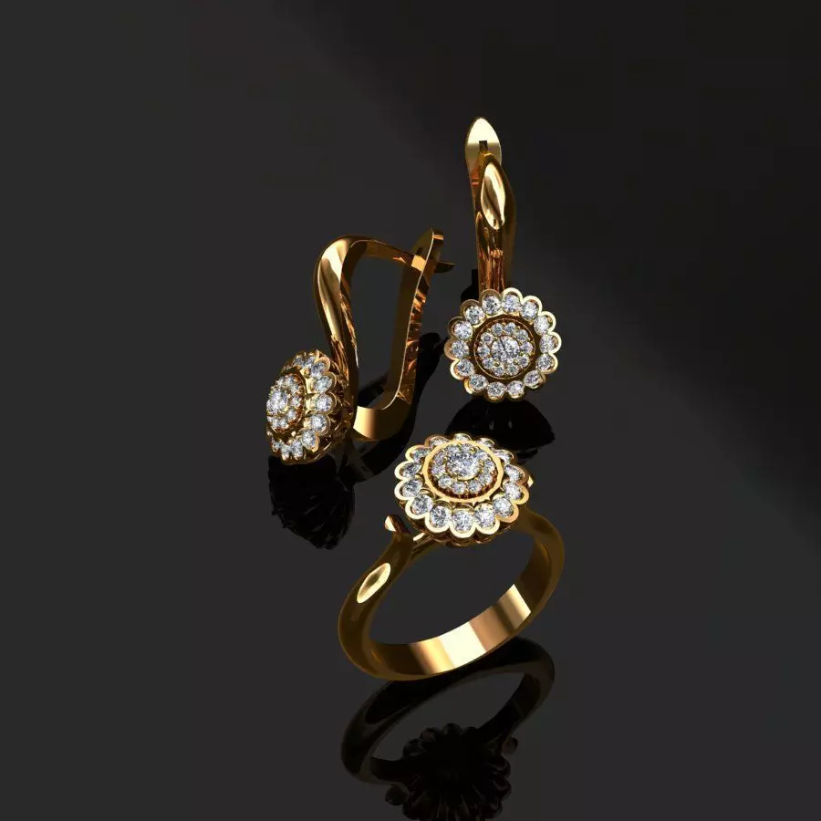 Ring and Earrings  3D print model_0