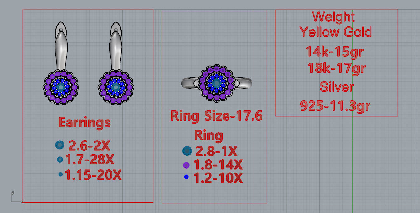 Ring and Earrings  3D print model_4