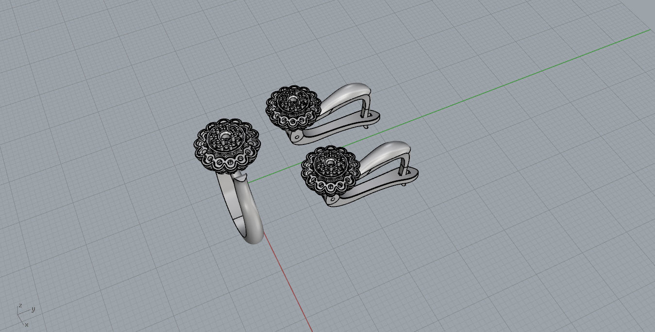 Ring and Earrings  3D print model_6