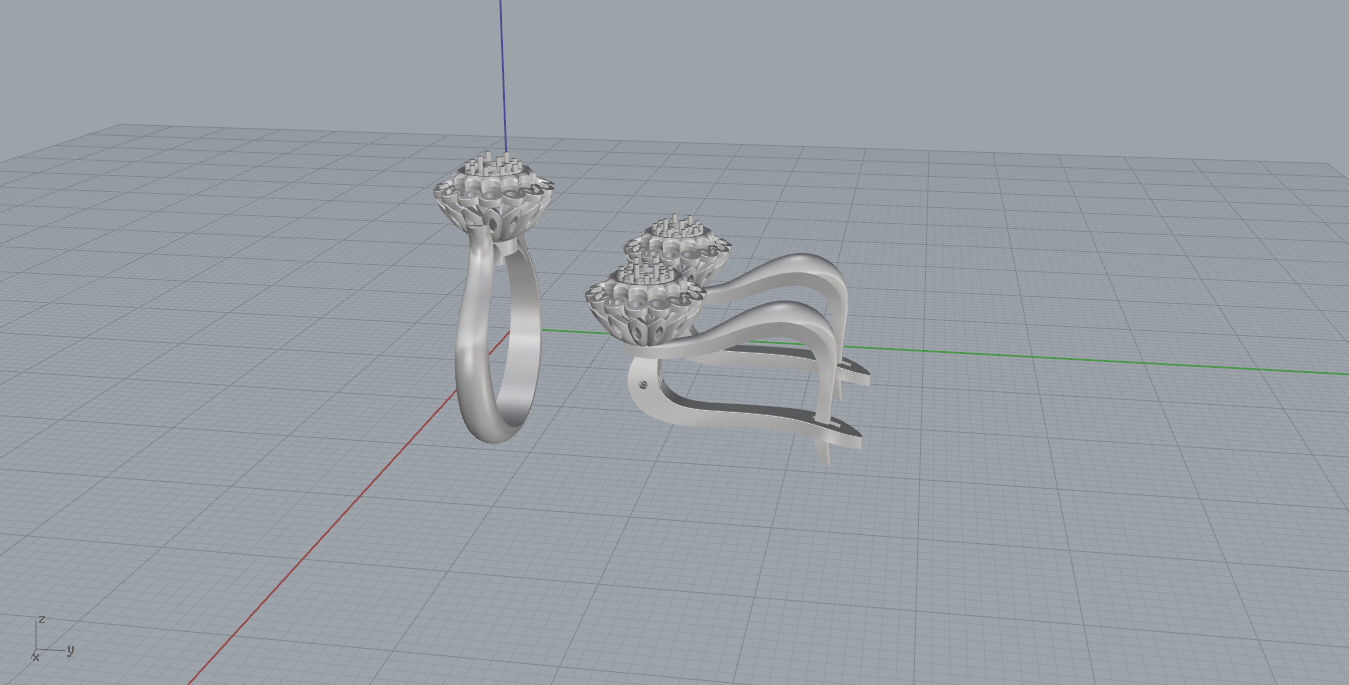 Ring and Earrings  3D print model_11