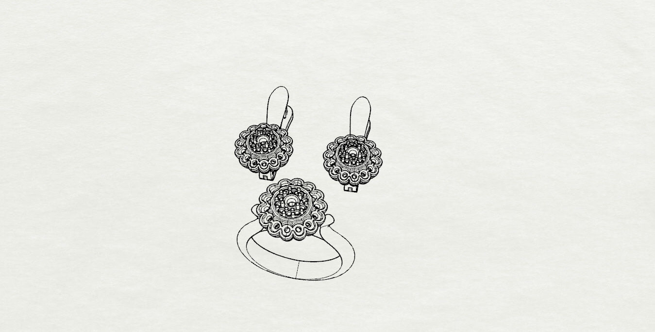 Ring and Earrings  3D print model_14