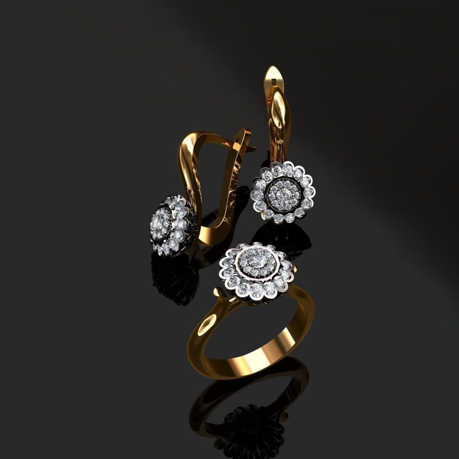 Ring and Earrings  3D print model_2